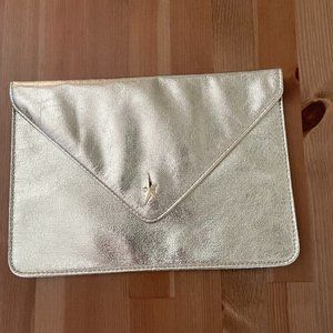 Thierry Mugler Gold Metallic Envelope Clutch